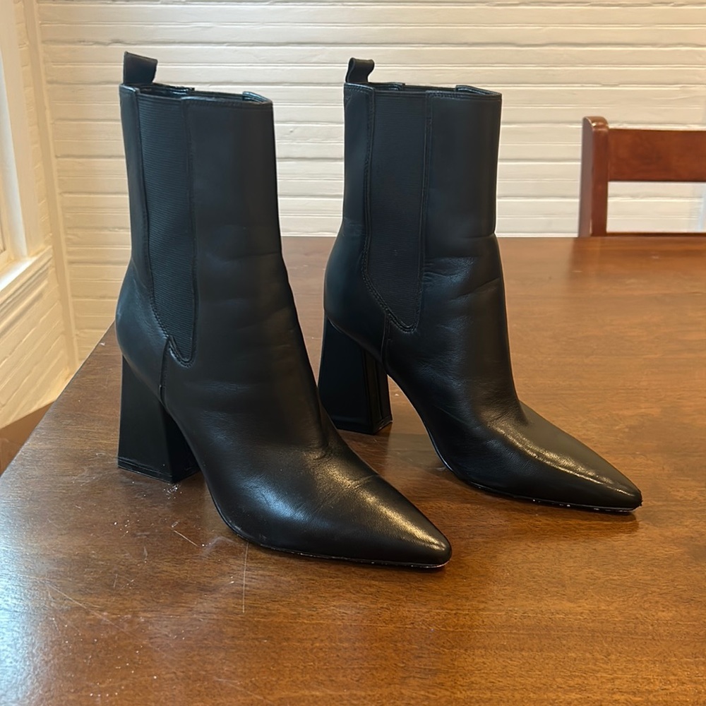 Black Block Heeled Booties Marc Fischer